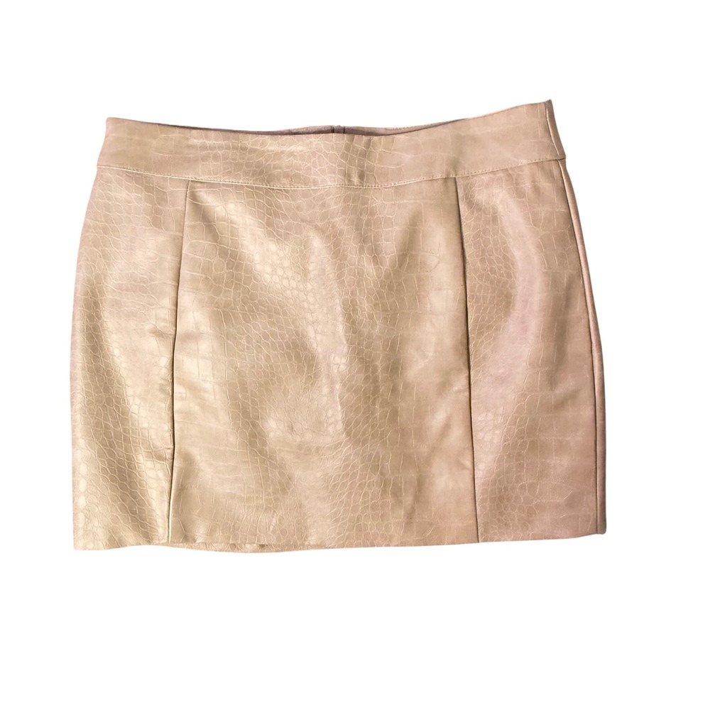 Croc Embossed‎ Faux Leather Mini Skirt Size L Animal Print Textured Indie Sleaze